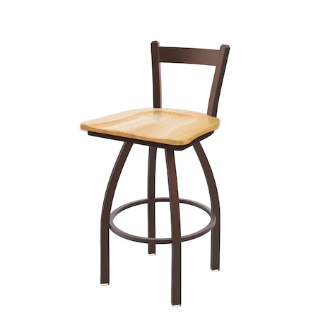 Holland Bar Stool Co 30" Low Back Swivel Bar Stool, Bronze Finish, Nat Oak Seat 82130BZNatOak